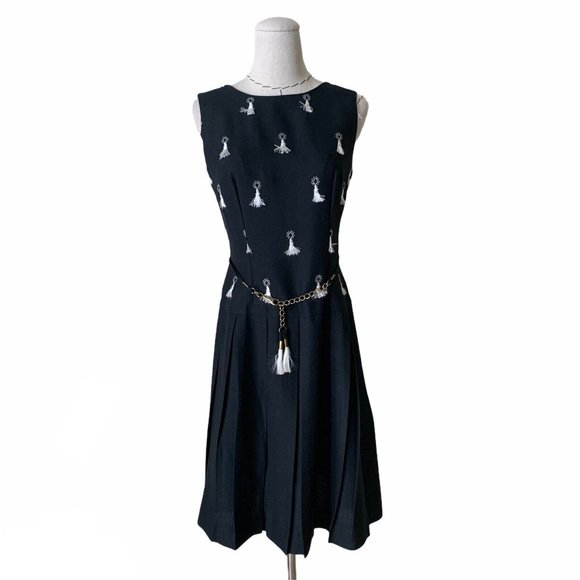Black ROCK STEADY Rockabilly Wiggle Dress - M